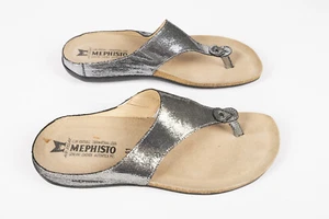 NEU Mephisto Damen Agacia Sandale Gr. 41 US 11 silber schimmernd Riemen Pantolette - Bild 1 von 5