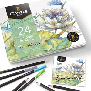 Castle Arts Themed 24 Coloured Pencil Set in Tin Box, perfect colours for 'Bo... - Picture 1 of 5