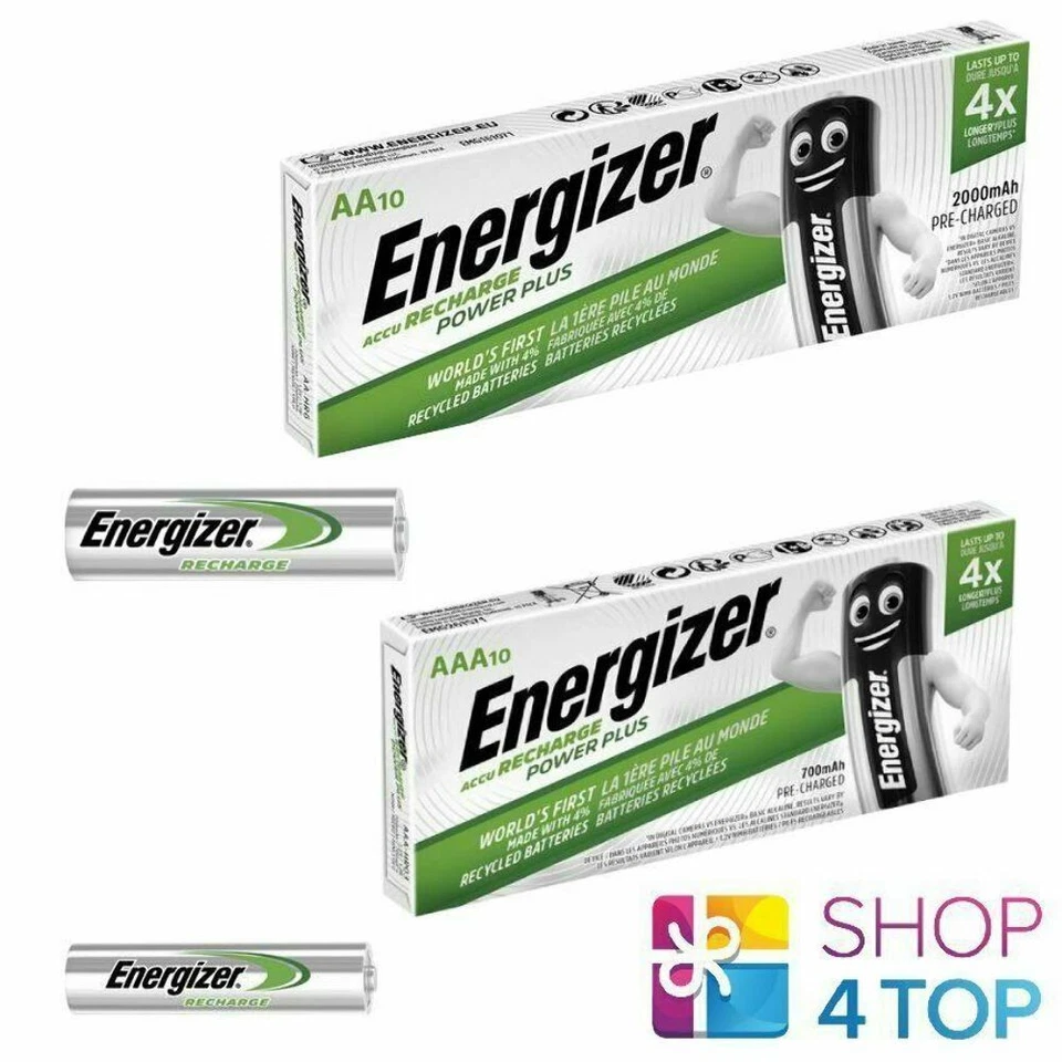 20 ENERGIZER POWER PLUS BATTERIES 10 AA + 10 AAA ACCU RECHARGE NiMH 1,2V NEU - Bild 1 von 1