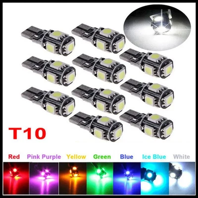 T10 W5W 501 LED Bulbs Error Free Canbus 5 SMD Xenon White Side Light Bulb Car12V - Image 1 of 2