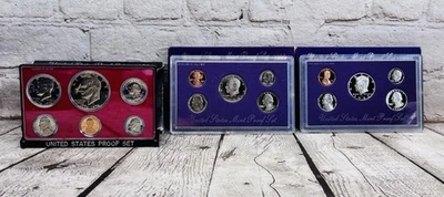 1975 1989 1993 US Mint Proof Set Lot Kennedy Quarter Dime Nickel Cent - Image 1 of 4