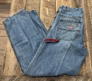 Vintage U.S. Polo Assn Jeans Baggy Zimmermann bestickte Flagge 90er Y2K HERREN 32 x 34 - Bild 1 von 11
