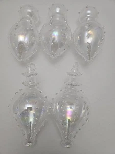 5 Iridescent clear blown glass ornaments - Picture 1 of 6