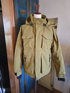 Duluth Trading Whaleback wasserdichte isolierte Kapuzenjacke Herren M hellbraun gold Sturm - Bild 1 von 19