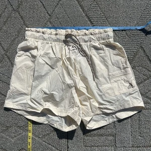 Adidas Shorts Damen Large Beige Woven Mid Rise Loose Waistband Wide Leg - Bild 1 von 10