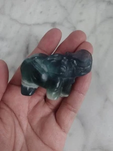 Fluorite Elephant Crystal Carving Stone - Picture 1 of 7