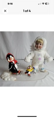 1995 Ashton-Drake Snowbabies Follow the Leader Doll Penguins Ice Skating IN BOX - Изображение 1 из 3