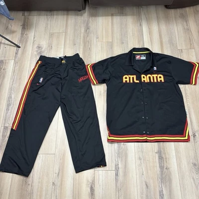 VTG Team Nike Atlanta Hawks Embroidered Athletic Warm Up Shirt Pants Mens Sz XL - Image 1 of 4