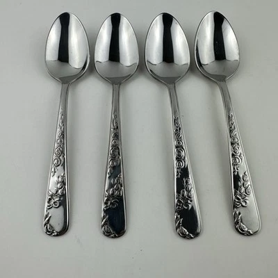 Hull Lifetime Stainless 18-8 Teaspoon Set Of 4 Floral Flatware - Image 1 of 4