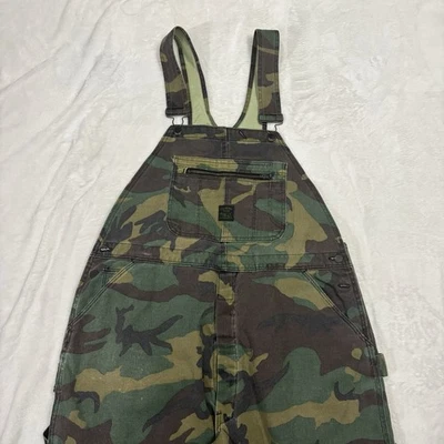 Vintage Pointer Brand Overalls Bibs Woodland Camo Hunting Work Men 44x32 70s 80s - Image 1 of 4