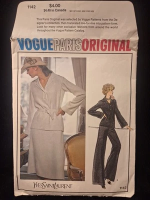 Patrón de costura original Vogue Paris 1142 de Yves Saint Laurent talla 10 Foto 1 de 4