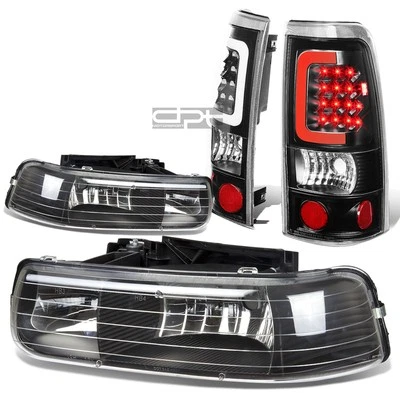 ДЛЯ 99-02 SILVERADO ЧЕРНЫЙ КРИСТАЛЛ ФАРЫ + УГОЛ + 3D LED БАР ЗАДНИЙ ФОНАРЬ/ЛАМПА - Изображение 1 из 4