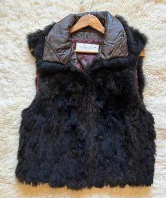 Chaleco De Colección Andrew Marc Marrón Genuino Nueva Zelanda Piel de Zarigüeya y Cuero Talla S Elegante Foto 1 de 4