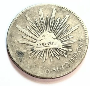 1844 Cap and Rays Mexican 8 Reales Libertad Silver Coin Mexico F fine 27g 39mm - Picture 1 of 2