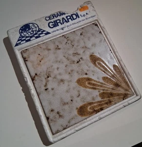 1 Stück Vintage Girardi künstlerische Keramik Wandfliese meliert braun Blatt Mid Century - Bild 1 von 3