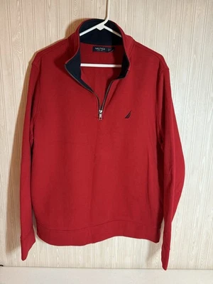 Men’s Nautica Quarter Zip Sweatshirt Size L-Red - Image 1 of 4