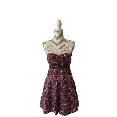 Delia*s Floral Print Dress w/ Lace, Scoop Neck, Smocking, Size M, Y2K Delia's - Image 1 of 4