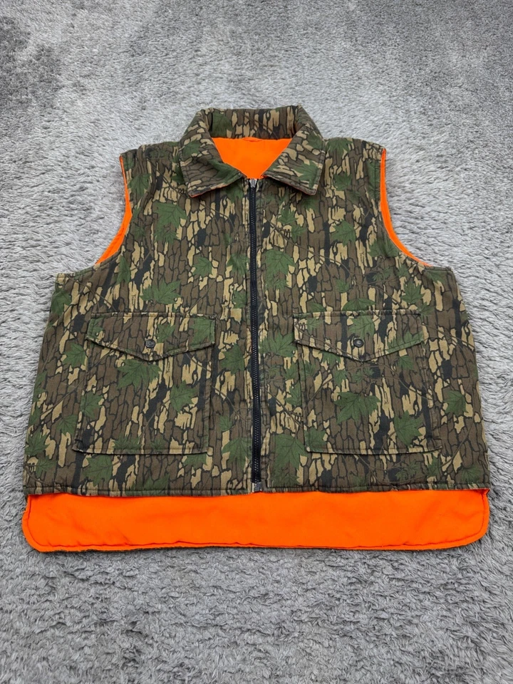 Winchester Vest Men Large Trebark Camo Reversible Orange Conceal Hunting Vtg - Image 1 of 4