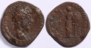 Roman-Marcus Aurelius AD 161-180 Bronze Sestertius Rome Mint. Glorious, Genuine! - Picture 1 of 1