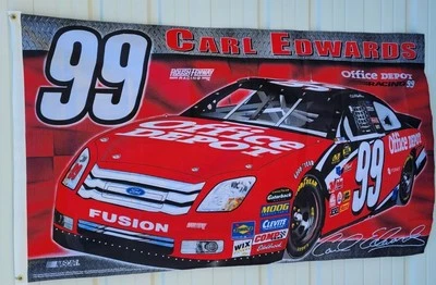 2006-07 Carl Edwards #99 Office Depot NASCAR Flag/Banner, Double Sided 3' x 5' - Image 1 of 2