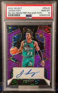 Jaden Ivey 2022 Panini Select Neon Purple Pulsar Prizm FOTL RC Auto 9/15 PSA 10 - Picture 1 of 2