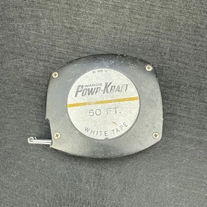 metro a nastro vintage Wards Powr-Kraft 50 piedi in acciaio bianco. - Foto 1 di 5