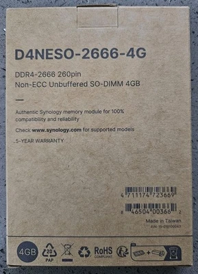 Synology D4NESO-2666-4G 4GB DDR4-2666 SO-DIMM 260-Pin NAS Memory RAM Non-ECC New - Image 1 of 3