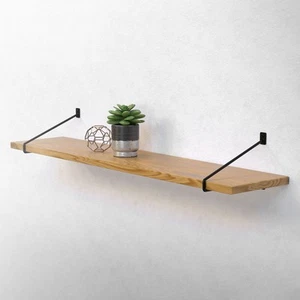 2x Soportes de estante de acero negro 265 x 180 mm para balda o repisa de pared - Imagen 1 de 9