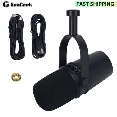 USB/XLR Podcast Microphone Dynamic Microphone Wired for Livestreaming Black - Image 1 of 4