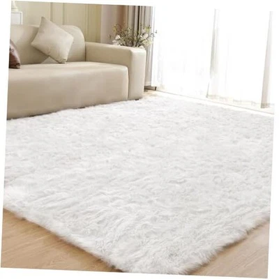 Shag Plush Rug 8x10 Area Rugs for Bedroom White Fluffy Living Room Rug Large  - Image 1 of 4