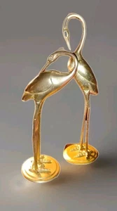 Vintage Brass Cranes MCM Pair of Statues Crane Egret Heron Set of 2 @ 1 Ft Tall - Picture 1 of 6