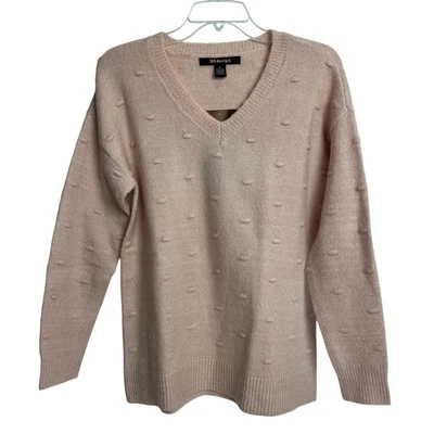 Suéter Pullover Para Mujer POR DISEÑO Talla Mediana Color Rubor Cuello en V Textura Suave Foto 1 de 4