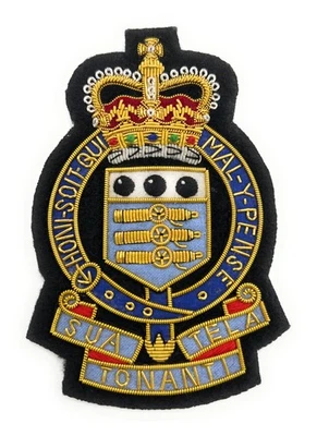 Blazer Badge RAOC on Black Queen's Crown Hand embroidered R2817
