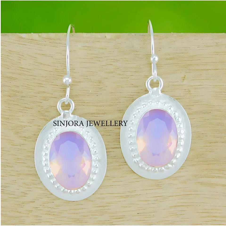 Orecchini pendenti/goccia fatti a mano in argento sterling 925 con pietra... - Immagine 1 di 3