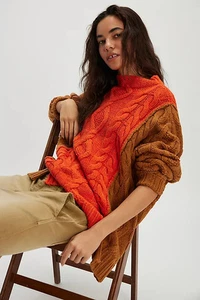 Free People Oversize Living The Dream Zopfmuster Tunika Damen Pullover Gr. L Bicolor - Bild 1 von 16