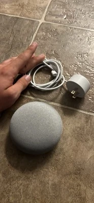 Google Home Mini Smart Speaker Model H0A Charcoal Color White And Power Cord - Image 1 of 2