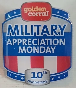 US Military Appreciation Monday 10th Anniversary Golden Corral Lapel Pin Pinback - Picture 1 of 3