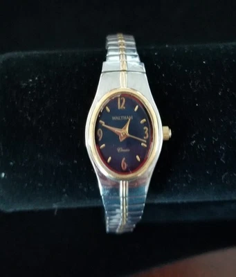 Reloj Mujer Waltham Dos Tonos Esfera Azul WAW006 Banda de Expansión 6.5"-8" Nuevo Batt. Foto 1 de 4