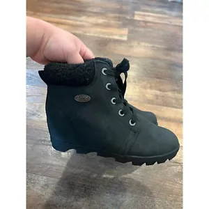 Women's Marsella Wedge Lace Up Bootie Fall Winter Boots Womens size 8.5 Black - Picture 1 of 6