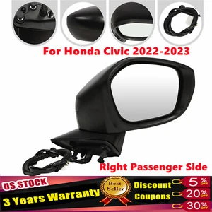 Right Side View Mirror Heating Blind Spot For 2022 2023 Honda Civic Si EX Sedan - Foto 1 di 20