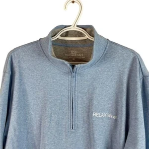 Vineyard Vines 1/2 Zip Pullover Sweater Mens XL Solid Blue Long Sleeve Stretch - Picture 1 of 5