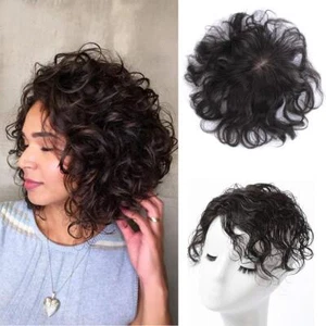 Mittelteil lockig gewellt Clips im Haar Remy Echthaar Topper Perücke Top Piece - Bild 1 von 19