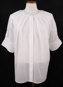 NWT Thomas Mason for J. CREW Retail $188 COTTON VOILE SHEER BLOUSE WHITE Large - Picture 1 of 2