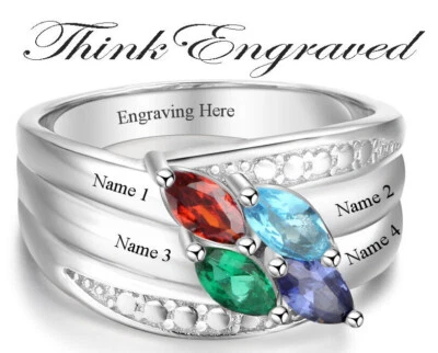 Juego diagonal de 4 piedras de nacimiento del marqués madres 4 nombres grabados Foto 1 de 4