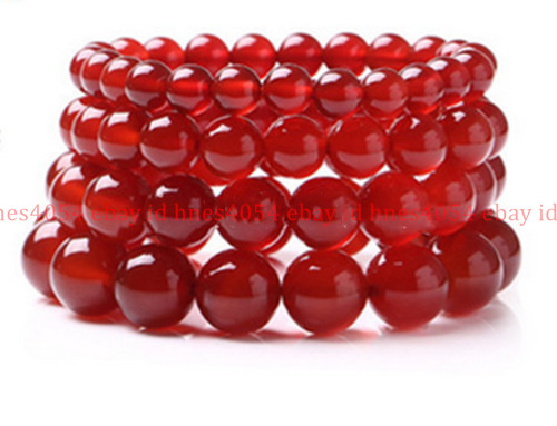 VALENTINO Braccialetto Perline Rotonde Giada Rossa Fatto a Mano Naturale 8 10 12 14 mm 7 5 pollici