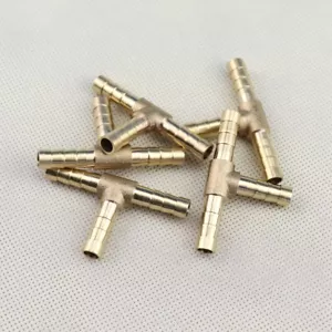 Tee3 Way 1/4"6mm Brass Hose Barb Fitting Pipe Tubing Splicer Fuel Water Gas 5Pcs - Picture 1 of 5