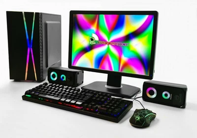 PROPERMAC Pacchetto PC da gioco GTX 1050 Ti 22" Quad i5 16 GB RAM 240 GB SSD + HDD Windows 10