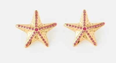 Accessorize Island Stimmung Sabrina Seestern Nieten Gold Pink Ohrringe Kristall - Bild 1 von 2