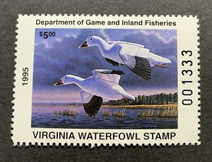 WTDstamps - 1995 VIRGINIA - State Duck Stamps - Mint OG NH - Picture 1 of 2