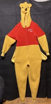 Vintage Disney Winnie The Pooh Costume One Piece Suit Adult Size Small S/M PJs - Image 1 of 2